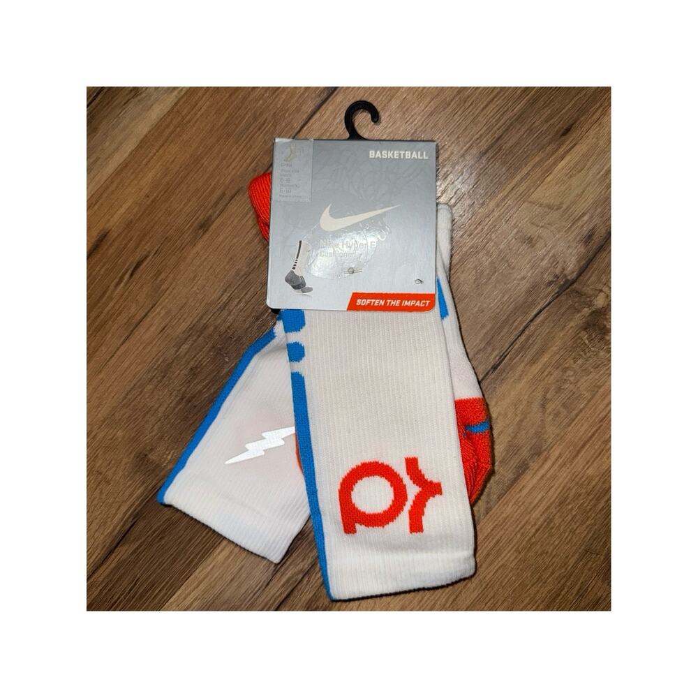 2013 Nike KD Hyper Elite Cushioned EZU-062014 Dri-Fit Orange Blue Crew Socks